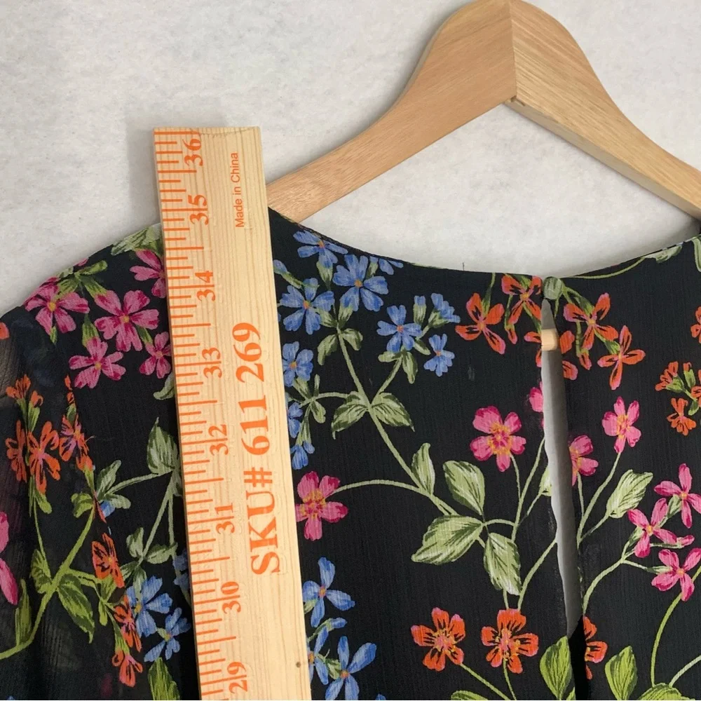 Calvin Klein Women's 3/4 Sleeve Floral Printed Chiffon Dress Size 8